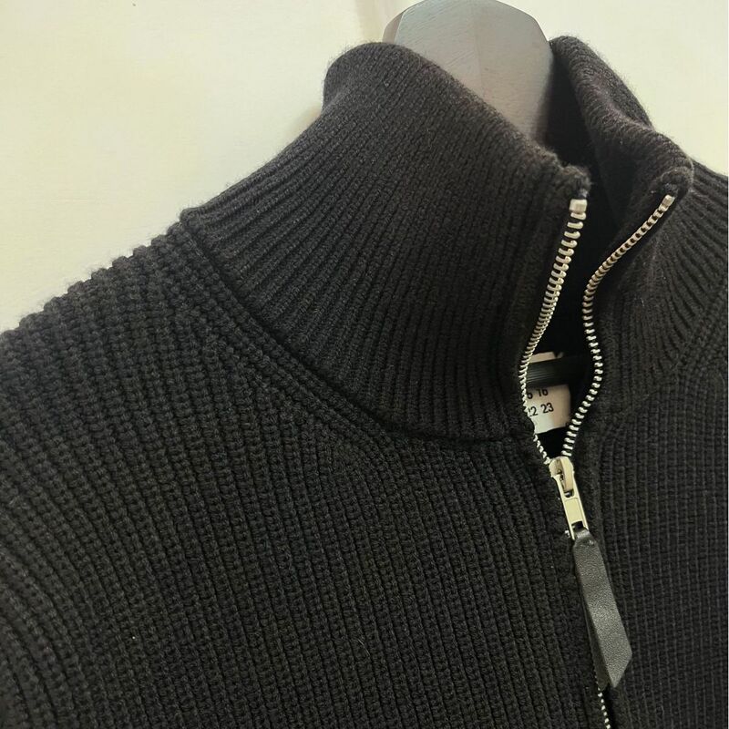 High-Weight Knit Sweater with Double Zippers, Casual Cardigan, High-Neck Men's Autumn and Winter Sweater, Fashionable High-Weight Knit Sweater with Double Zippers, Casual Cardigan, High-Neck Men's Autumn and Winter Sweater, Fashionable