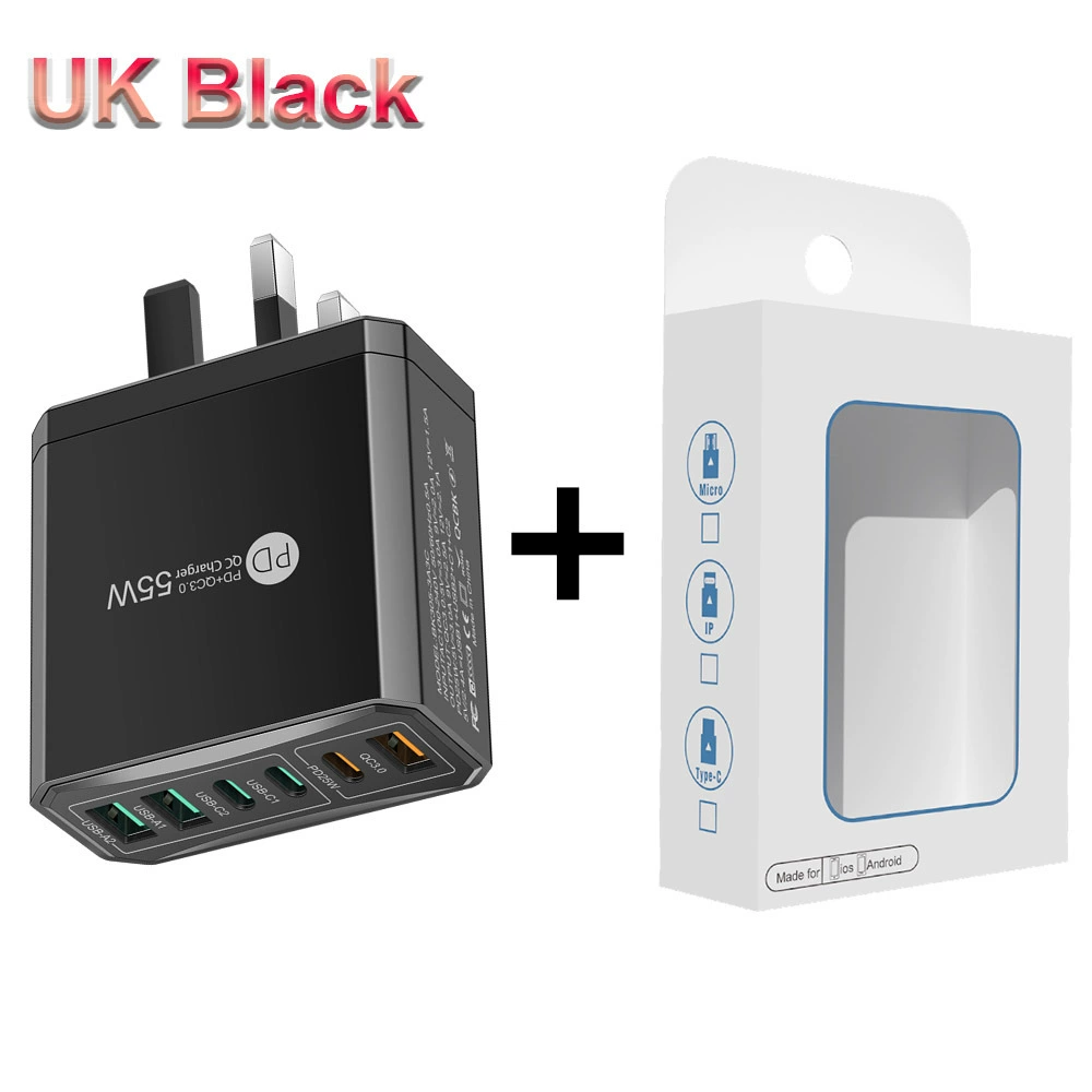 Быстрое зарядное для мобильного телефона 3PD+3USB, дорожный блок, стандарты PD55W QC3.0+PD25W