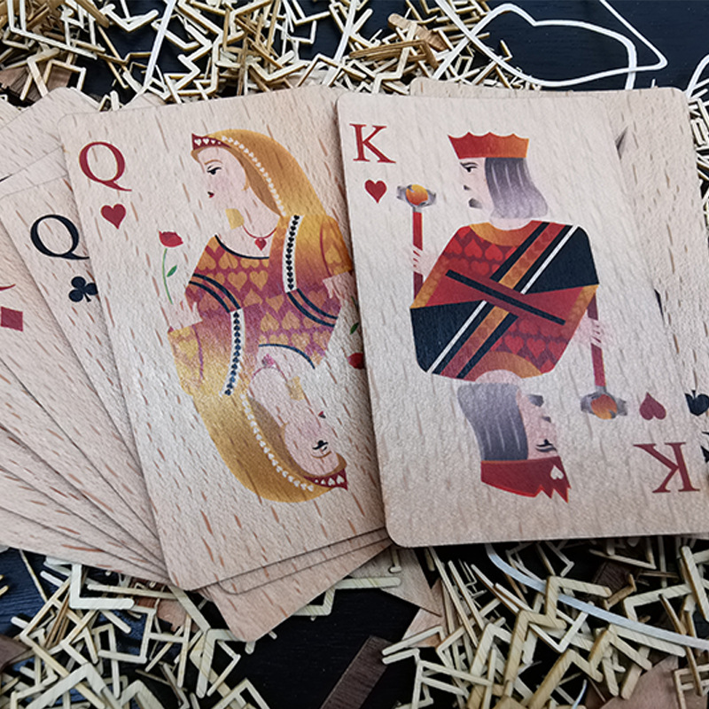 生产定制木质扑克牌 彩色印刷木质扑克牌 游戏牌