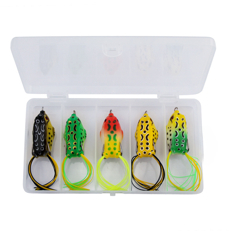 Lure Cross-border Hot Item Ray Frog Soft Bait Silicone Egg Frog Fish Bait Simulation Fake Bait Five-color Set (Color Optional) 