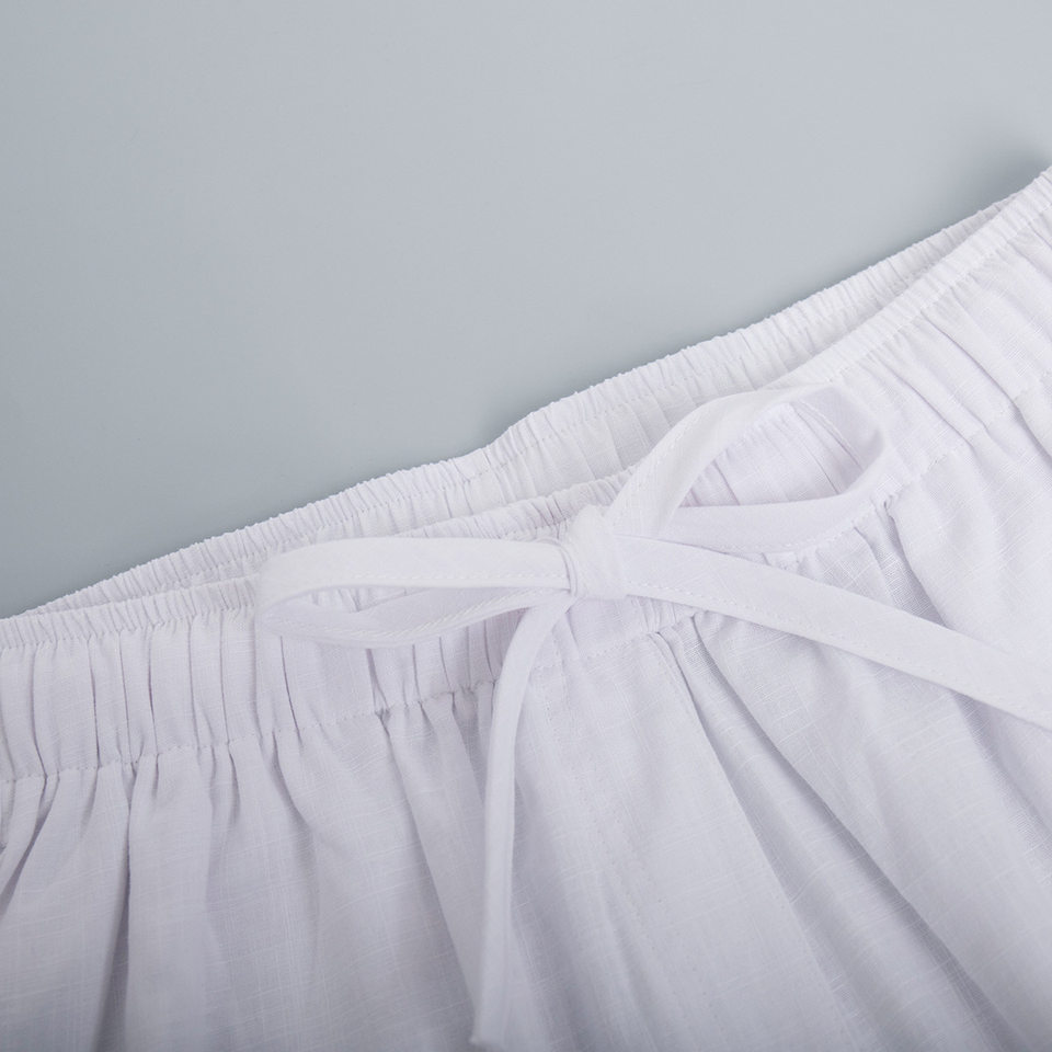 Bộ áo sơ mi dài tay rộng rãi kèm quần dài cotton phong cách thường ngày — Màu trắng nhạt, hồng, màu cà phê, màu trắng chi tiết 45