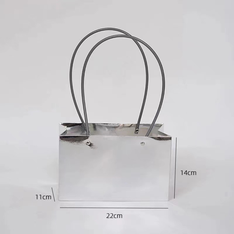 Bolso de mano de piel de vaca gruesa, bolso de arreglo floral, caja de regalo de flores del día de la madre, caja de material de embalaje floral, regalo de floristería