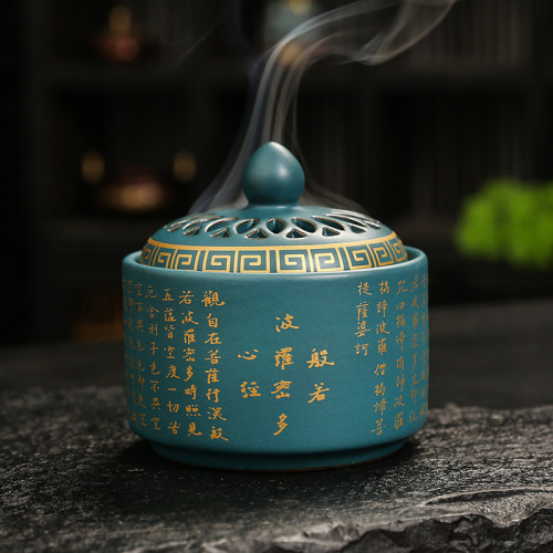 Creative ceramic plate incense burner indoor incense repellent incense cone incense burner ancient rhyme incense burner wholesale sandalwood mugwort incense ornaments