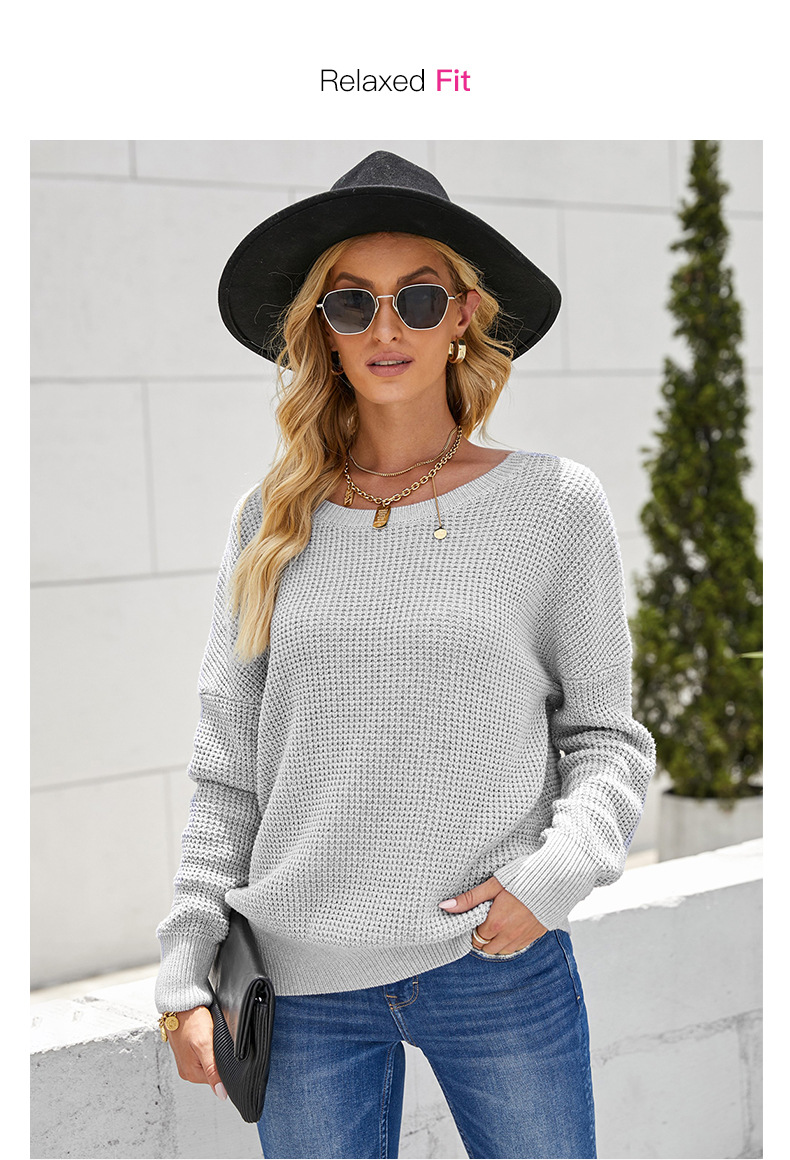 women s round neck halter solid color knitted sweater nihaostyles wholesale clothing NSSI79636