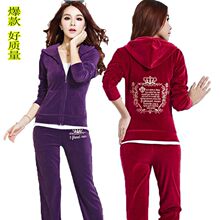 天鹅绒运动套装新款秋冬女装韩版潮时尚跑步服显瘦休闲两件套