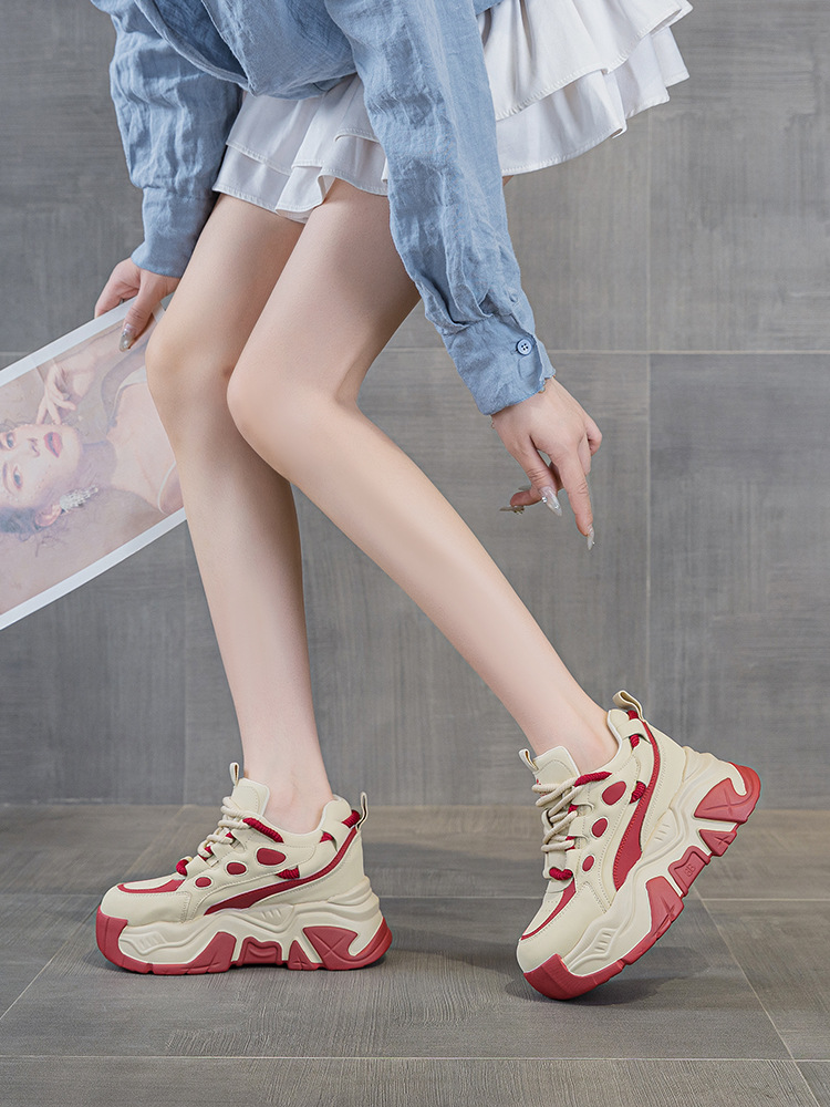 Giày sneaker nữ đế xuồng tăng chiều cao, dáng chunky đế dày thoáng khí, phối màu đa dạng — M2516-2 đen trong suốt lưới, M2516 kaki một lớp bên trong, M2516-1 trắng be lót nhung, M2516-1 màu đen lót nhung chi tiết 11