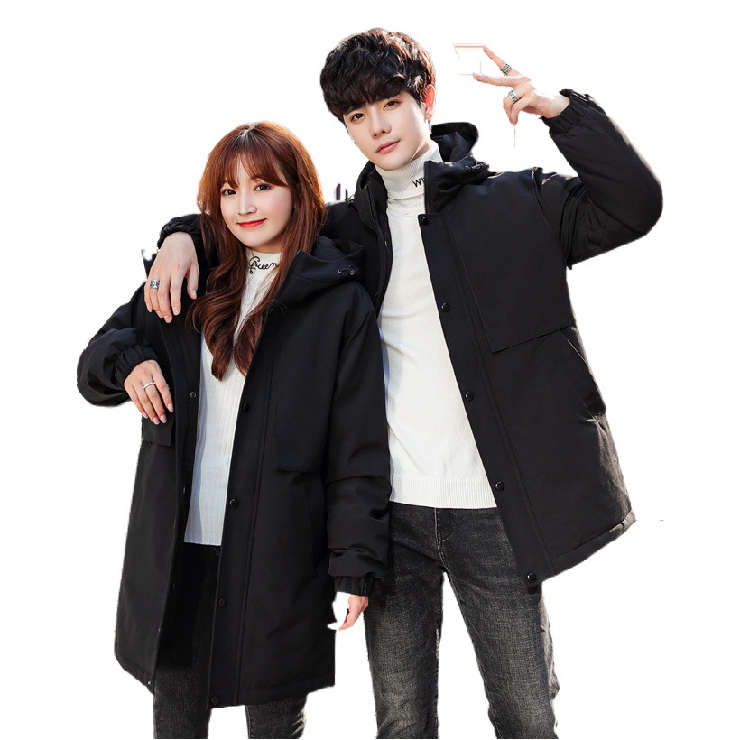 Ropa de otoño e invierno para hombres largos y gruesos al aire libre moda casual joven estudiante tendencia invierno abrigo con capucha caliente