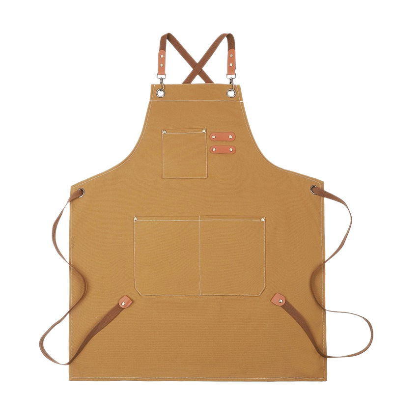 Delantal Mandil de Cintura en Lona de Algodón y Poliéster Impermeable para Cafetería y Restaurante