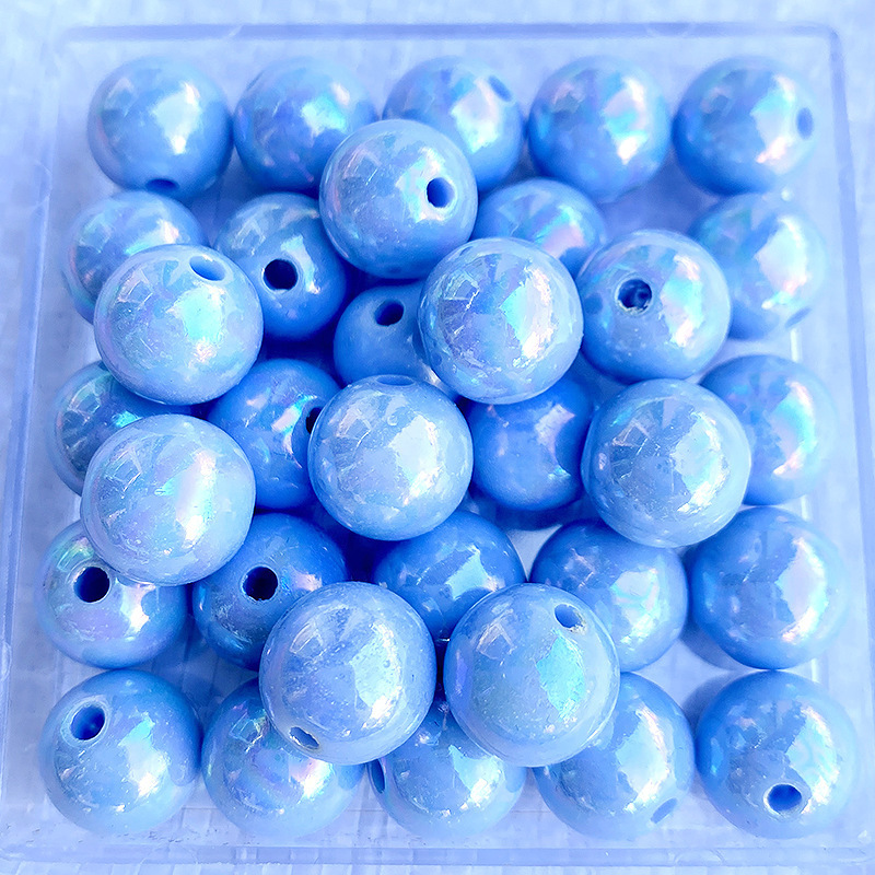 Cuentas de acrílico galvanizado AB redondas, colores sólidos y mágicos, sueltas para DIY, material para colgantes de teléfono y bolsas de cuentas.