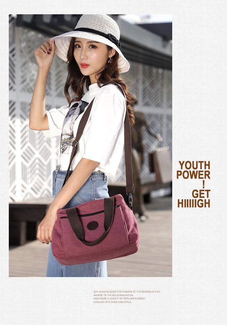 New casual canvas European and American women's single-shoulder bag, solid color trendy women's bag and handbag, cross-border one-piece consignment worldwide undefined