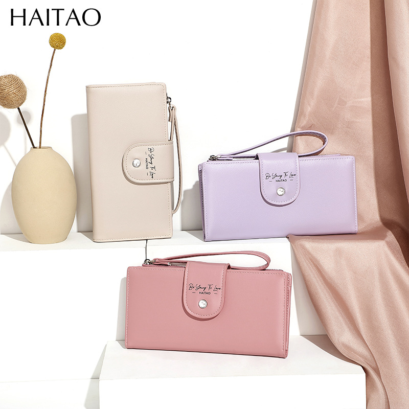 Nueva billetera multifuncional larga de moda billetera de teléfono móvil japonesa y coreana multi-tarjeta bolso de mano larga mayorista