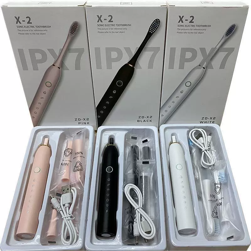 Электрическая зубная щетка, водонепроницаемая, перезаряжаемая, с мягкой щетиной, звуковая вибрация, для взрослых, мужчин и женщин, пар [производитель]