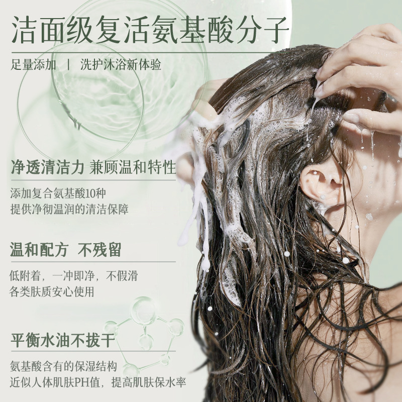 LMLTOP Aminoácidos de agua de la serie de limpieza suave humectante control de aceite champú de perfume de baño 550ml