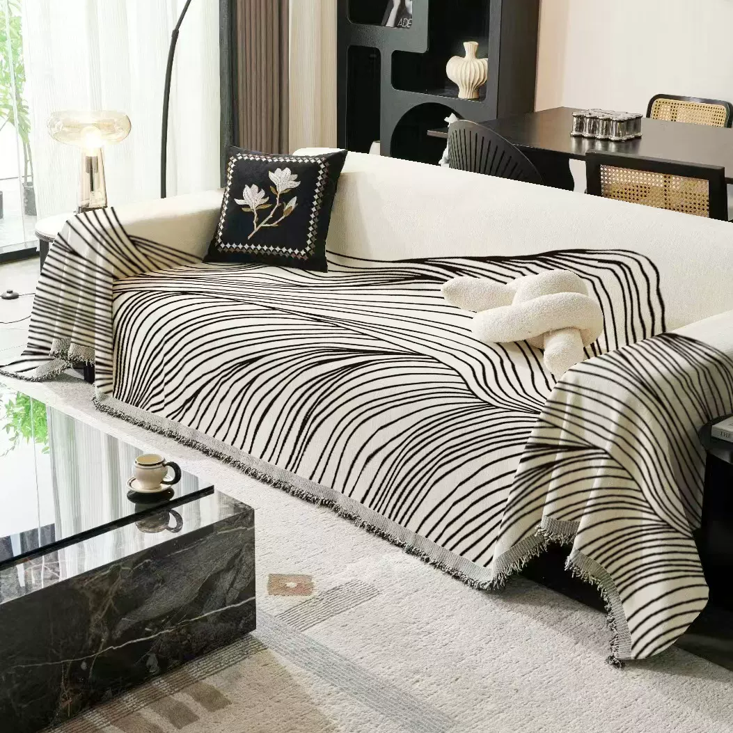 工厂雪尼尔面料直销梭织提花布料四季通用休闲简约全盖布沙发巾