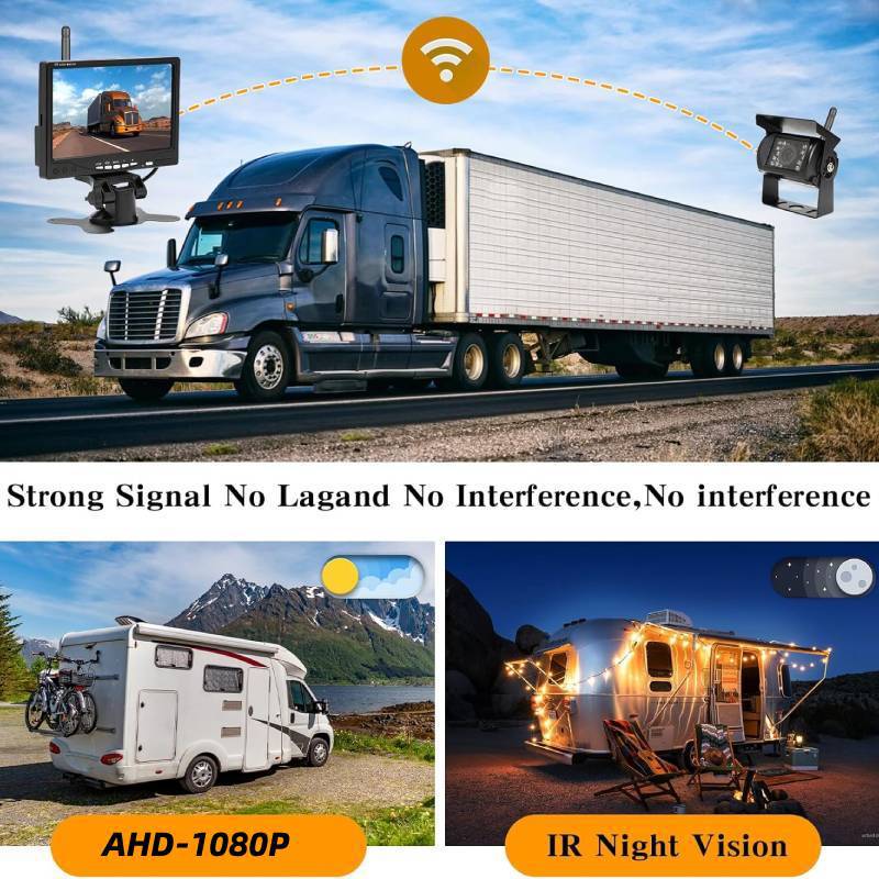 7inch Wireless Vehicle Monitoring Digital Signal Stable Long-Distance Ahd1080P Reversing Image