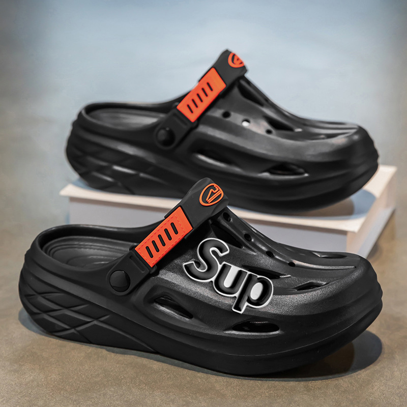 Pantuflas transfronterizas para hombres y mujeres, deportes de conducción, antideslizantes, Baotou, zapatos con agujeros de doble uso de plataforma de plataforma de arena de talla grande