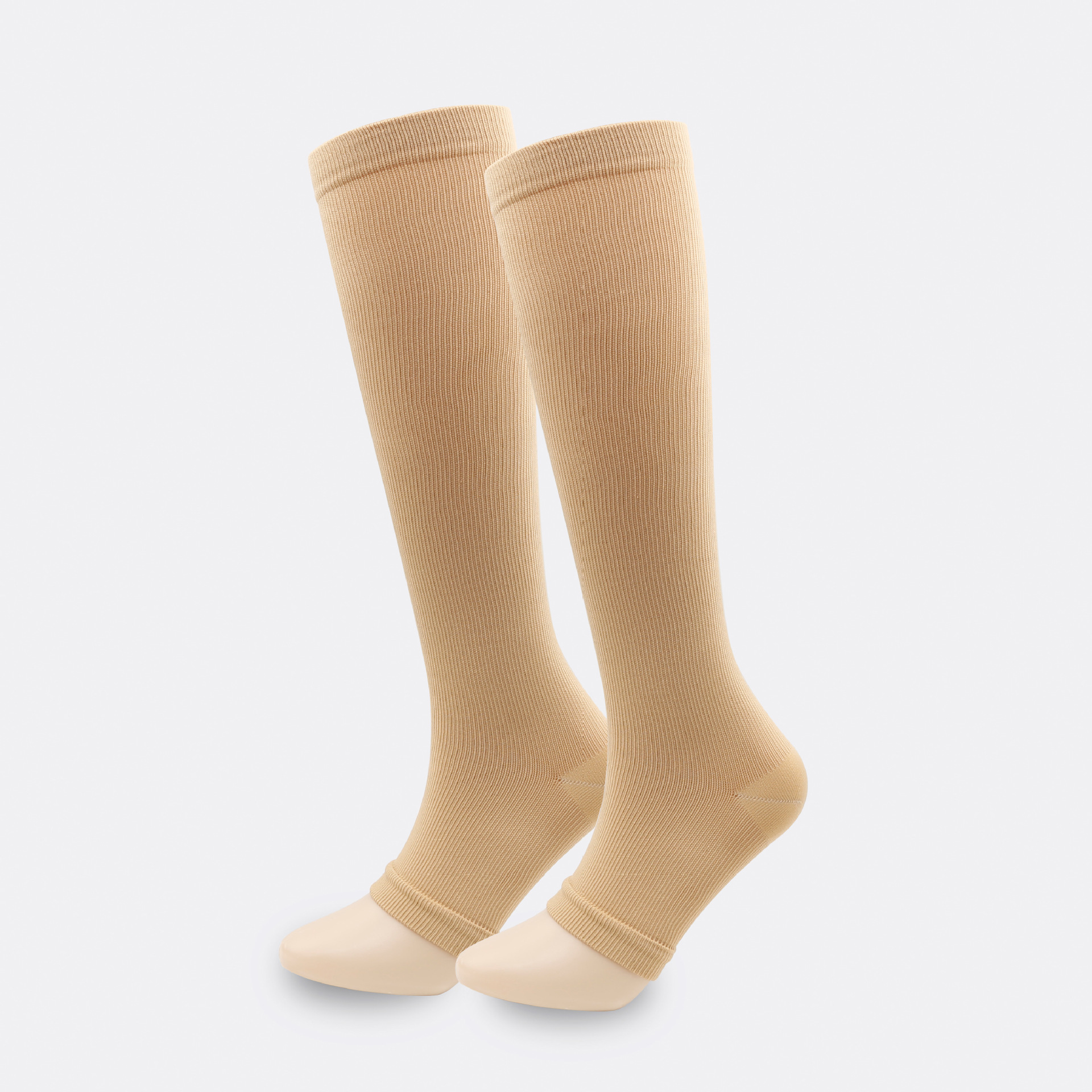 Calcetines de compresión deportivos al aire libre transfronterizos europeos y americanos hombres y mujeres de moda en blanco y negro que ejecutan calcetines de compresión elásticos con punta abierta en stock al por mayor