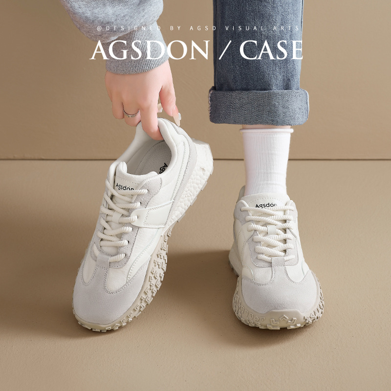 Zapatos antiguo León Deng Aegam mujeres 2026 nuevo estilo de primavera retro casual entrenamiento alemán zapatos blancos con suela gruesa y zapatillas deportivas de lana