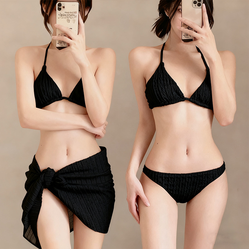 Traje de Baño Bikini de 3 Piezas para Mujer de Poliéster para Natación y Vacaciones