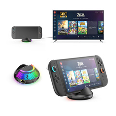 Switch2代圆形便携TV底座NS2主机视频转换底座带千兆网口氛围灯