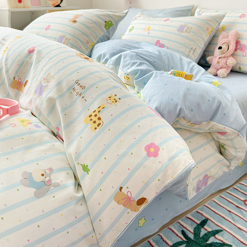 Cama de algodón de cuatro piezas 100 funda de edredón de algodón sábana dormitorio de tres piezas ropa de cama nueva 2025