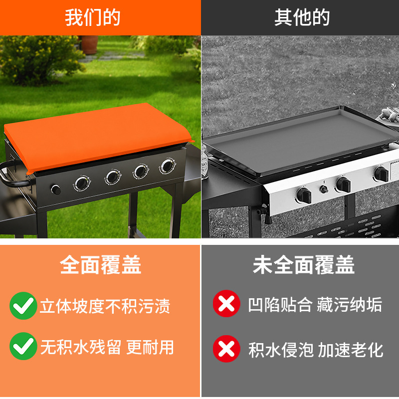 Orange Silicone BBQ Grill Cover Waterproof, Dustproof, High-Temperature Resistant 36inch Outdoor BBQ Mat Full Coverage Rustproof