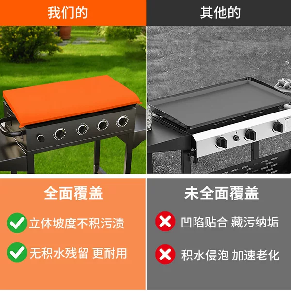 Orange Silicone BBQ Grill Cover Waterproof, Dustproof, High-Temperature Resistant 36inch Outdoor BBQ Mat Full Coverage Rustproof