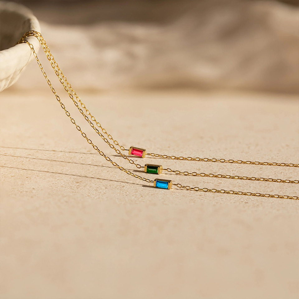 Holiday, Daily Occasion 304 Stainless Steel Material Wholesale Jewelry Vintage Style Classic Style Geometric 304 Stainless Steel Birthstone Zircon Plating Pendant Necklace