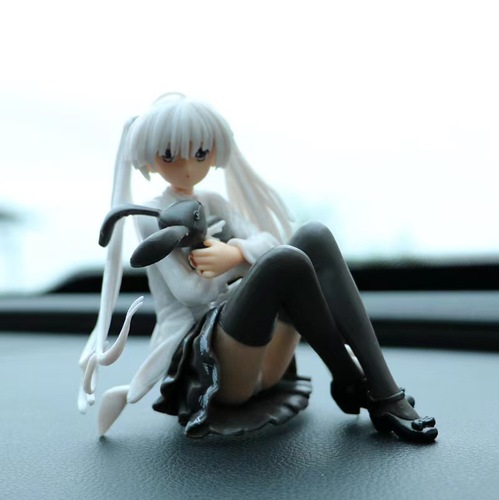 Anime-style two-dimensional beautiful girl car center console ornament, Qiongmei figurine, computer case doll, hugging rabbit Qiongmei merchandise