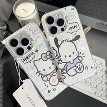 情侣凯蒂猫帕恰狗苹果15/14/13promax手机壳iPhone12/11彩银xr/xs