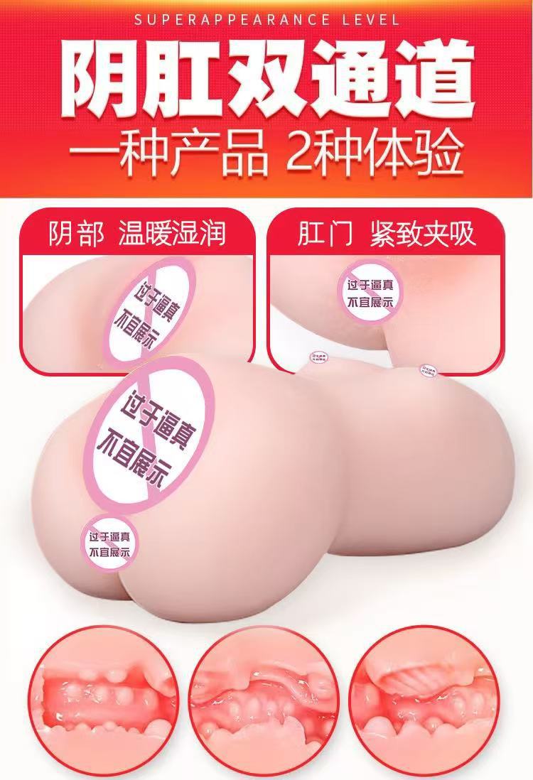 Transparent Dual-Entry Male Masturbator Torso with Breasts, TPE Half-Body Adult Toy — detail image 1