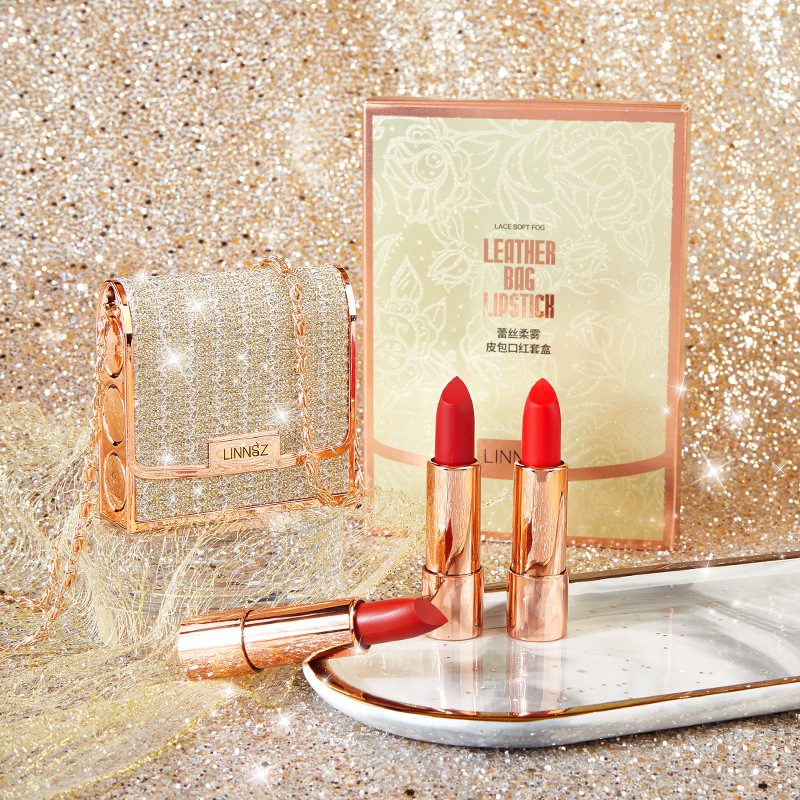 레이스 부드러운 안개 가죽 립스틱 세트: 레트로 레드 + 썩은 토마토 + 베리 색상