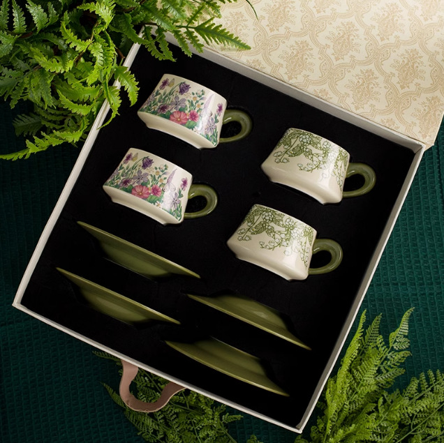"Secret Garden" serie tazas de café de alta calidad exquisita taza de regalo caja de regalo de boda conjunto de tazas de pareja