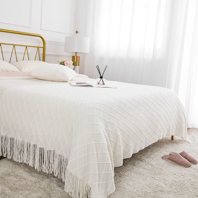 Toalla de cabecera retrógrada simple cama de alojamiento bandera cubierta decoración de apartamento de hotel red diamante jacquard bordilla