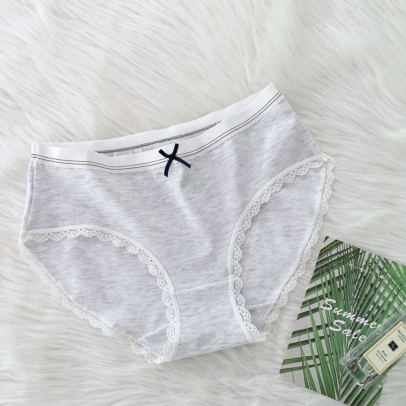 Nuevo algodón transpirable ropa interior de las mujeres más tamaño encaje media Cintura interior japonés dulce arco niña ropa interior al por mayor