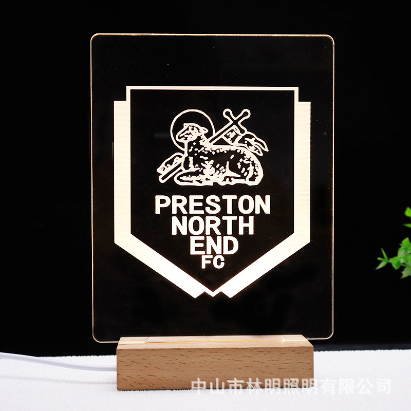 Creative solid wood Square night light picture design LED wooden base luminous standing brand holiday activity gift