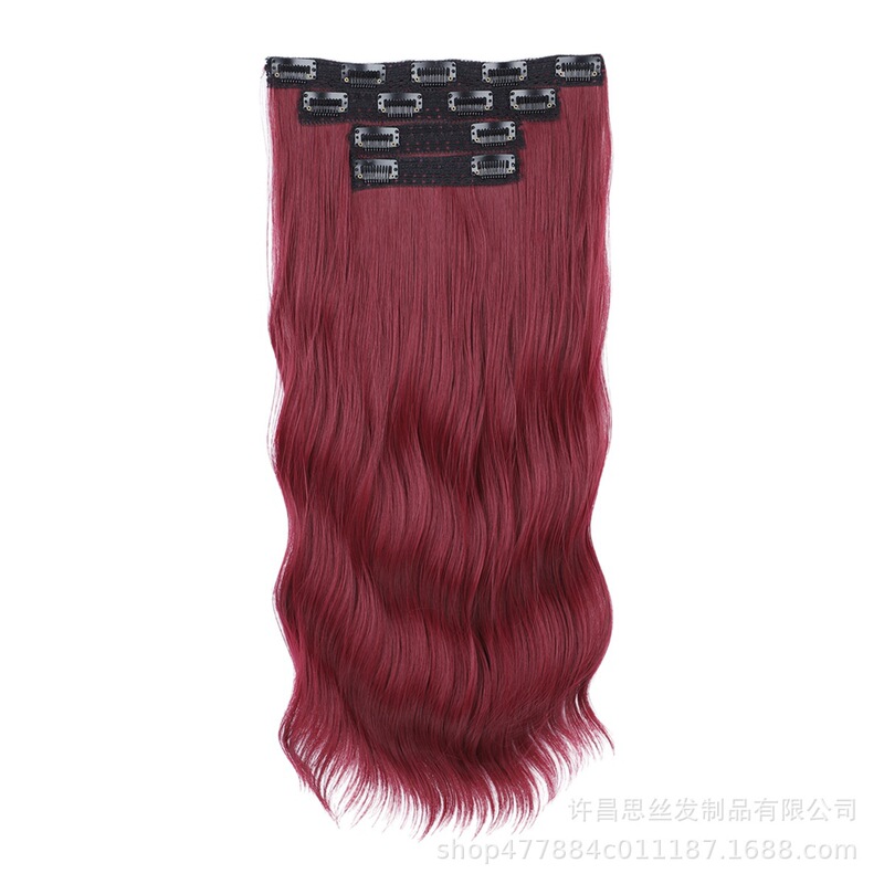 跨境假发 化纤渐变染色接发片合成四件套卡子发假发 Clip in Hair|undefined