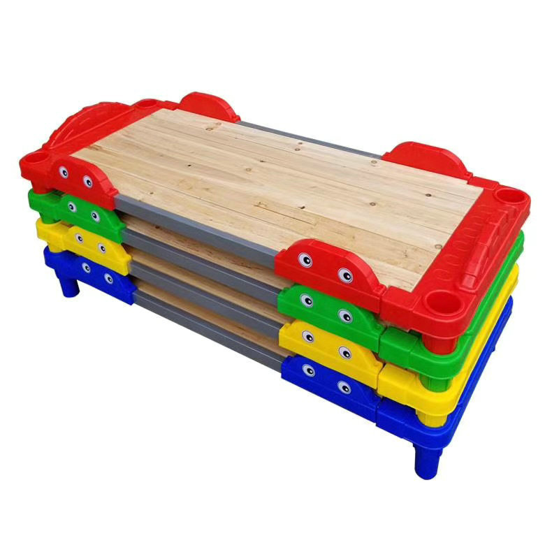Kindergarten special bed children's bed plastic wood bed disassembly kinderbed bed with armrests plastic bed thick bed