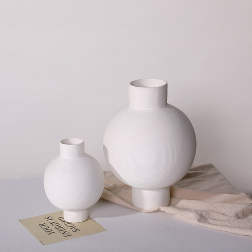 Ins style Nordic white ceramic vase decoration living room flower arrangement dry flower simulation flower vase creative desktop decoration
