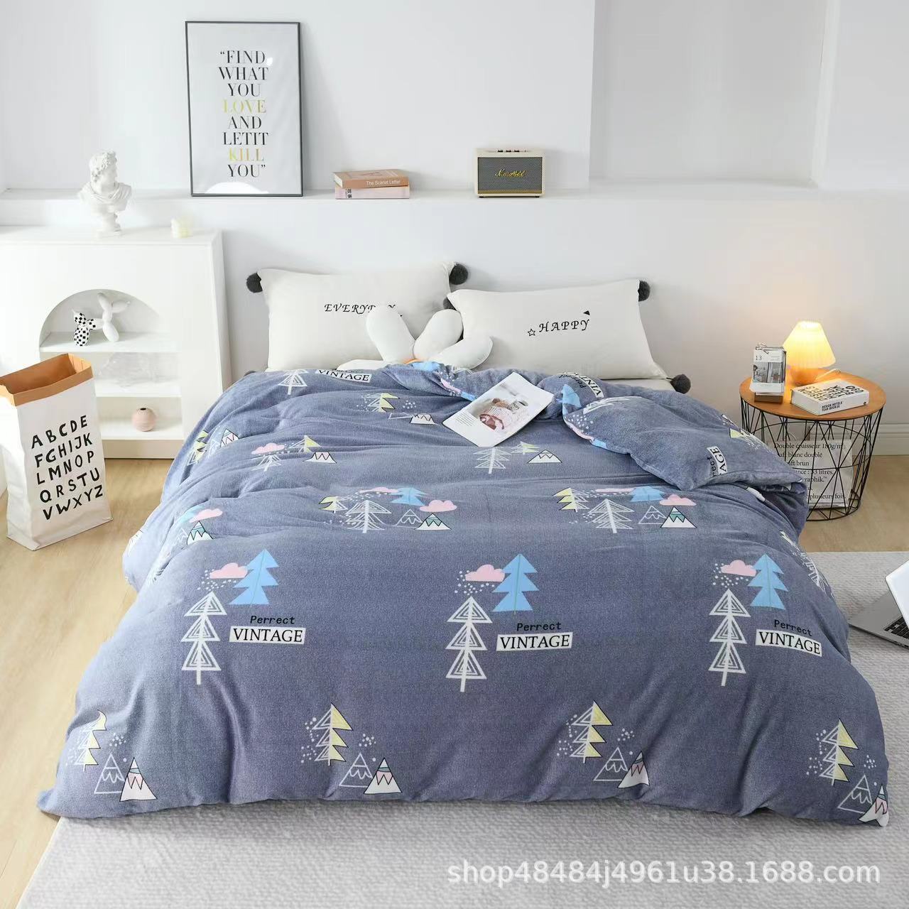 Flange edredón más edredón cubierta doble una sola pieza de lana de coral de doble cara de lana de invierno