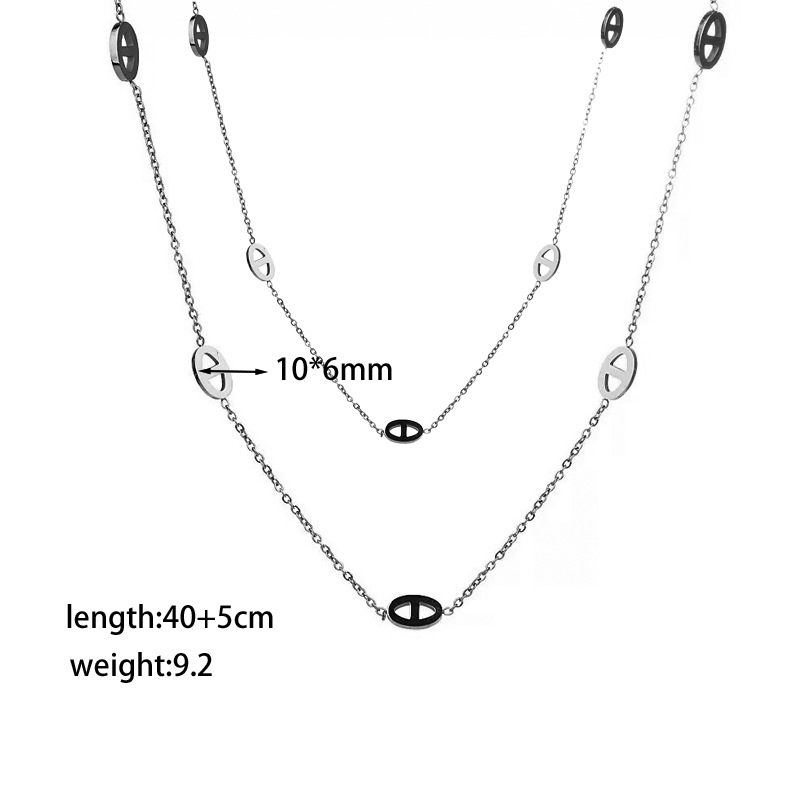 【XKN0607】 1.2m 돼지코 목걸이 스틸 컬러