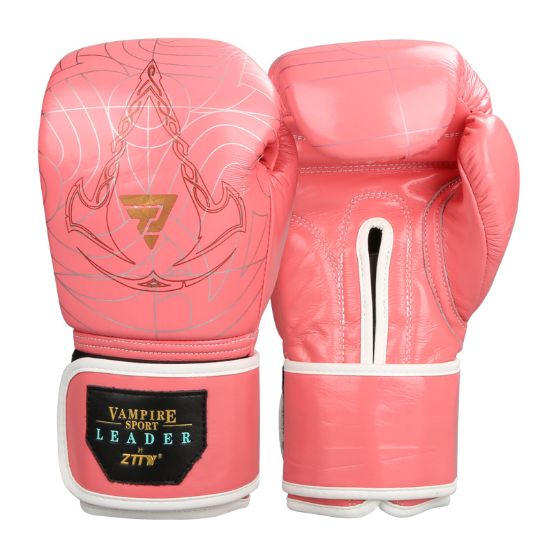 ZTTY guantes de boxeo de cuero brillante Correa Sanda lucha adulto masculino y femenino entrenamiento profesional guantes de boxeo tailandés fábrica al por mayor