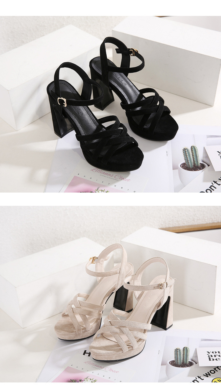 Simple Water Platform Thick High-heeled Suede Sandals display picture 6