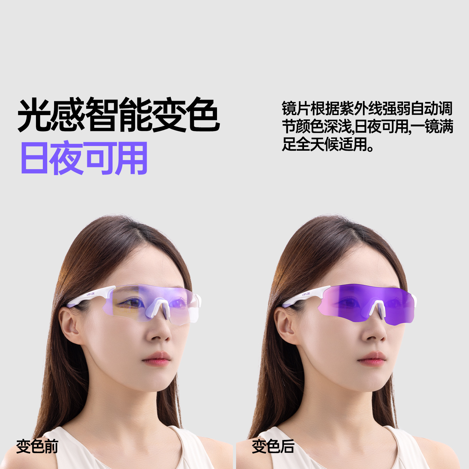 卡普沃领跑者kapvoe骑行眼镜变色防风沙自行车跑步户外运动眼镜