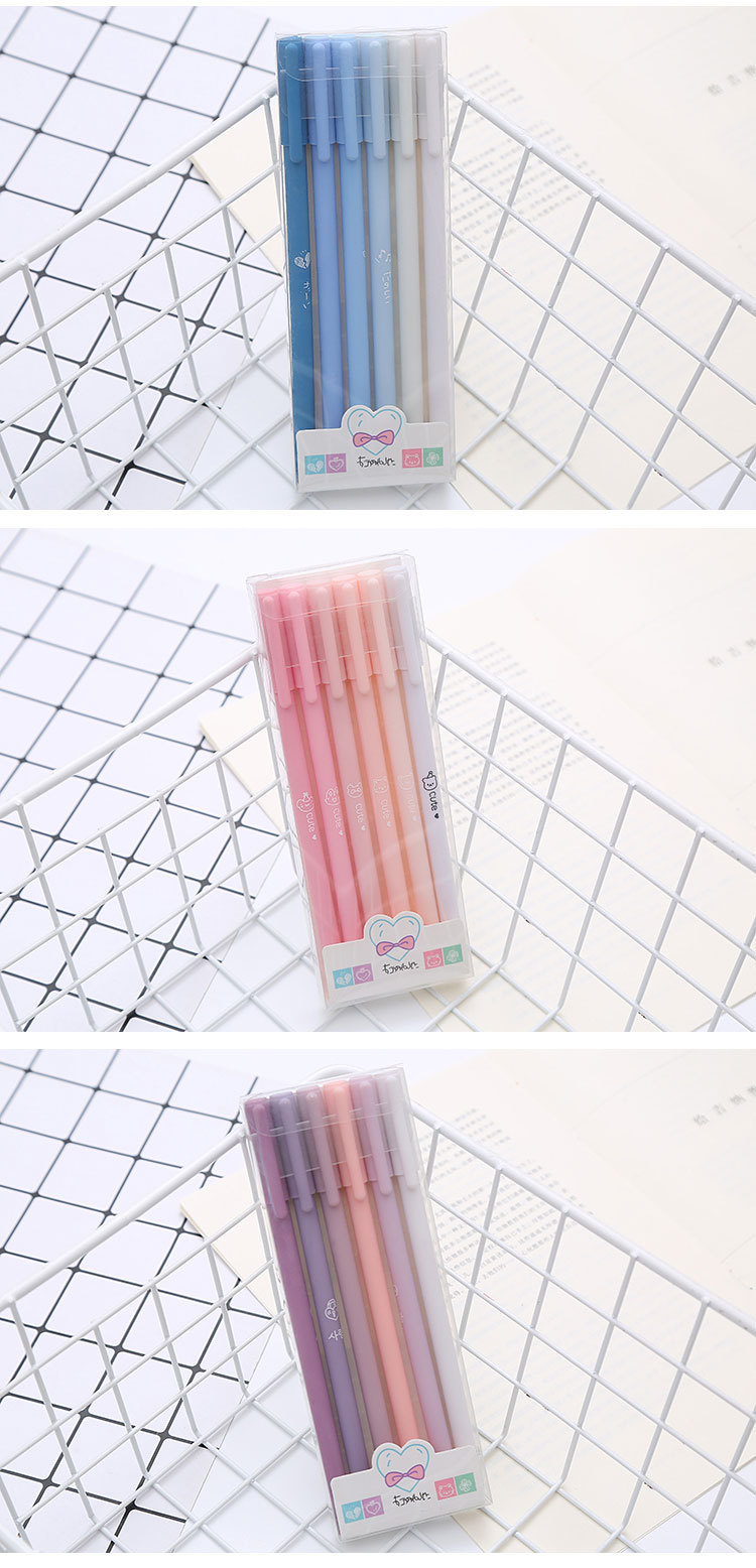 Creative Morandi Gel Pen Boxed Ball Pen 6 Sets Retro Stationery Office Supplies Signature Pen Wholesale display picture 1