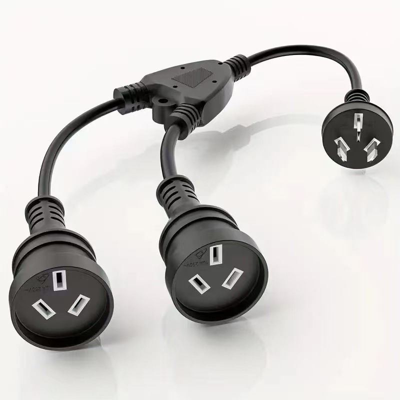 SAA一分二电源线 亚马逊热销款澳规延长线 澳规一拖二 澳标一转二