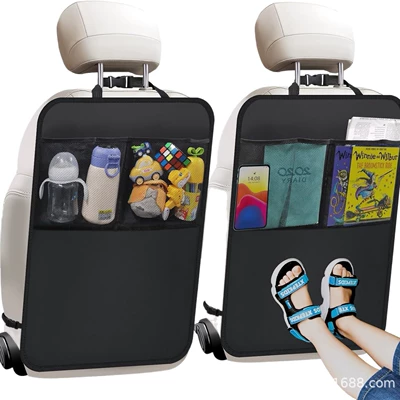 Chair back anti-kick pad Protective Cover Storage Bag Waterproof - car-seat-back-anti-kick-pad-2-mesh-bags
