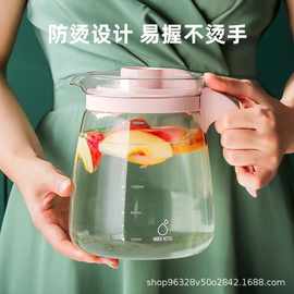 耐高温玻璃冷水壶1.7L客厅大容量家用套装茶壶水杯冰箱用凉水壶