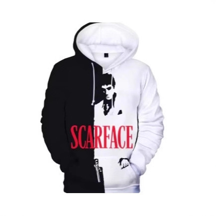 2025 Men's Hooded Sweatshirt with 3D Movie "Scarface" Printed Hooded Sweatshirt Fashion Long Sleeve