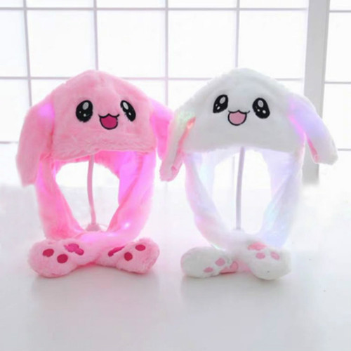The same rabbit hat with moving ears, plush, cute and warm headgear, autumn and winter children's luminous adult hat